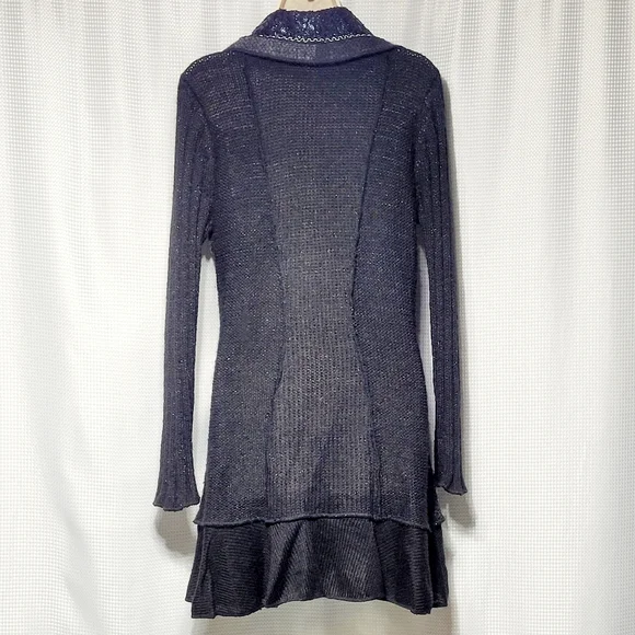 Sioni Women's Cardigan Vintage Inspired Artsy Black Wool & Mohair Blend (L) - Picture 8 of 15